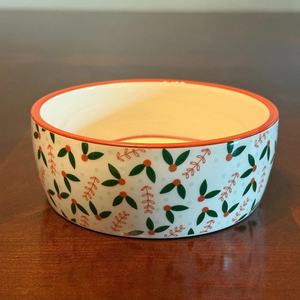 Pearhead Pet Food Bowl Merry‎ Catmas Ceramic Holiday Cat Dish